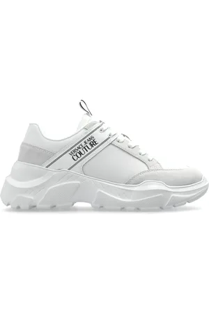 VERSACE Sko, Herre, Hvid, 43 EU, Læder, Sneakers med trykt logo