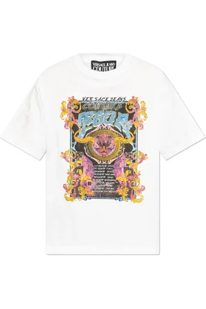 VERSACE Top, Herre, Hvid, L, Bomuld, Trykt T-shirt
