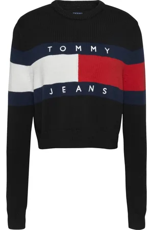 Tommy Hilfiger Strik, Dame, Sort, L, Bomuld, Farveblok Sweater