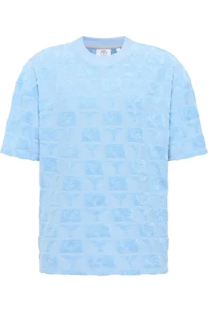 Carlo Colucci Top, Herre, Blå, XL, Uld, Oversize T-shirt med Terry Indsætninger