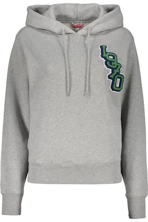 Kenzo Sweathshirts & Hoodies, Dame, Grå, XS, Bomuld, Bomuldshættetrøje med justerbar hætte og lommer
