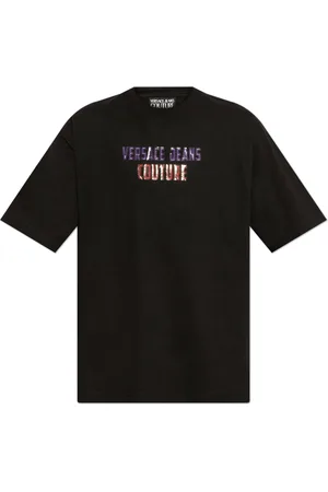 VERSACE Top, Herre, Sort, 2XL, Bomuld, T-shirt med trykt logo