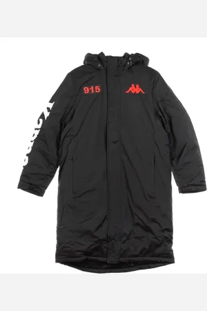 Kappa Frakke, Herre, Sort, XL, Uld, Stilfuld Herre Lang Jakke i Sort/Hvid/Rød
