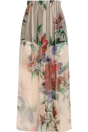Dolce & Gabbana Nederdel, Dame, Flerfarvet, XS, Blomsterprint Gennemsigtige Nederdele