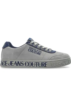 VERSACE Sko, Herre, Grå, 43 EU, Læder, Sneakers med logo