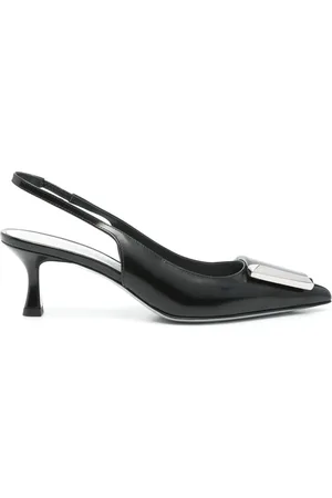 ROBERTO FESTA Sko, Dame, Sort, 36 EU, Læder, Sort læder slingback sandaler med applikation
