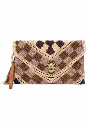 CLARIS VIROT Taske, Dame, Flerfarvet, ONE SIZE, Raffia Alicia Clutch Taske Blomme Pink