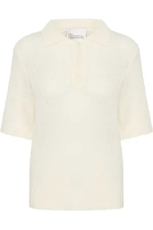 My Essential Wardrobe Strik, Dame, Hvid, 2XL, Uld, Snow Polo Bluse Sweater