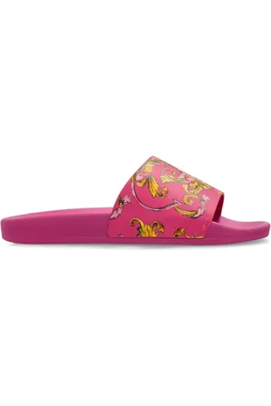 VERSACE Sko, Dame, Lyserød, 41 EU, Uld, Gummislides med tryk