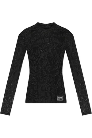 VERSACE Top, Herre, Sort, L, Tyl, Blonde-lignende langærmet t-shirt