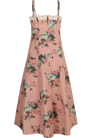 Serafini Kjole, Dame, Lyserød, M, Linned, Blomstret Linnedkjole