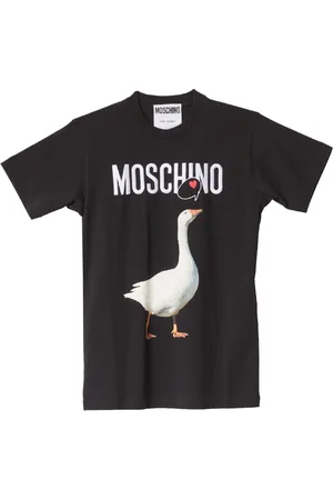 Moschino Top, Dame, Sort, M, Bomuld, Sort bomuldst-shirt med Luisa Goose Print