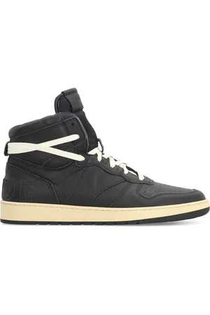 Rhude Sko, Herre, Sort, 40 EU, Læder, Vintage Læder High-Top Sneakers