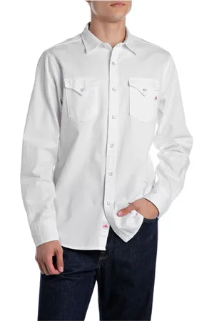 Replay Skjorte, Herre, Hvid, L, Bomuld, Hvid Casual Twill Skjorte