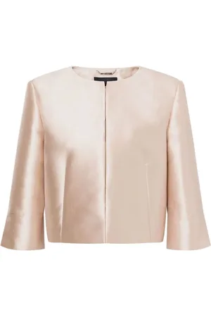 Alberta Ferretti Jakke, Dame, , L, Satin, Satin Finish Crew Neck Jacket