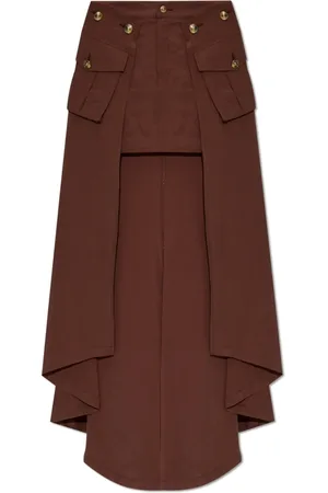 VERSACE Nederdel, Dame, Brun, 2XS, Uld, Asymmetrisk nederdel