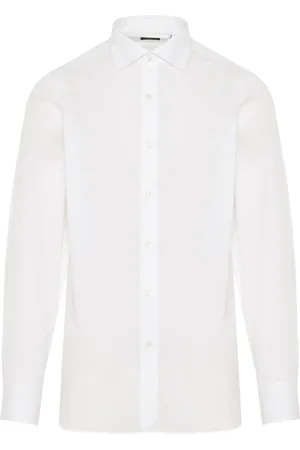 Finamore Skjorte, Herre, Hvid, 2XL, Bomuld, Italiensk bomuldsskjorte, 100% bomuld