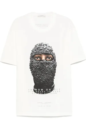 Ih Nom Uh Nit Top, Herre, Hvid, 2XL, Bomuld, Hvid Logo Print T-shirt Authentic Mask