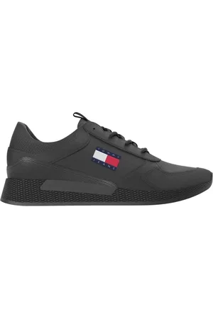 Tommy Hilfiger Sko, Herre, Sort, 42 EU, Læder, Sort Flexi Fritidssneakers
