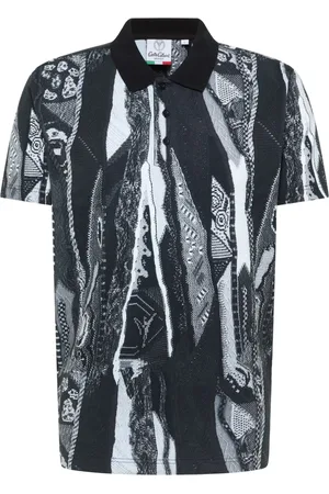 Carlo Colucci Top, Herre, Sort, M, Uld, Knitprint Polo Skjorte