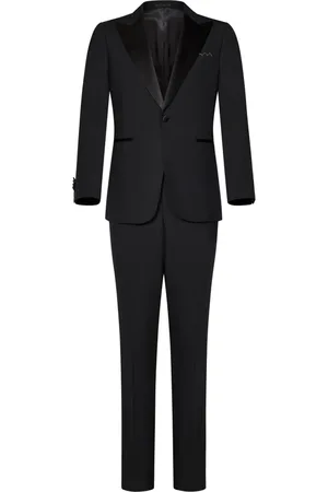 LOW BRAND Jakkesæt, Herre, Blå, S, Satin, Sort Tuxedo Suit med Satin Detaljer