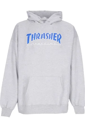 Thrasher Sweathshirts & Hoodies, Herre, Grå, S, Bomuld, Lys Stål/Blå Hættetrøje med Justerbar Hætte