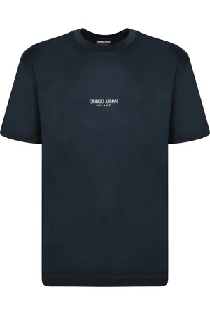 Giorgio Armani Top, Herre, Blå, S, Bomuld, Blå kortærmet T-shirt