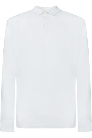 ZANONE Top, Herre, Hvid, 2XL, Bomuld, Hvid Crepe Langærmet Polo