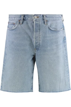 AGOLDE Shorts, Herre, Blå, W31, Denim, Denim Bermuda Shorts med Frynsekant