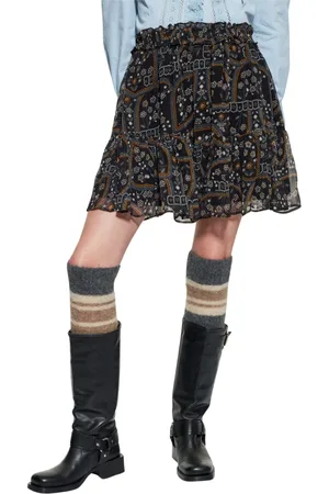 Antik Batik Nederdel, Dame, Sort, L, Chiffon, Elie print nederdel