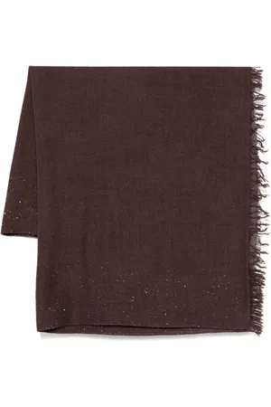Faliero Sarti Tilbehør, Dame, Brun, ONE SIZE, Uld, Brun Silke Uld Blandet Tørklæde