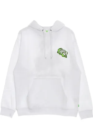 Huf Sweathshirts & Hoodies, Herre, Hvid, S, Bomuld, Hvid langærmet hættetrøje med kængurulomme