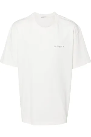 Ih Nom Uh Nit Top, Herre, Hvid, L, Bomuld, Hvid Logo Print Crew Neck T-shirt