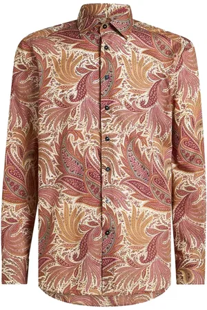 Etro Skjorte, Herre, Flerfarvet, L, Uld, Paisley Floral Print Skjorte
