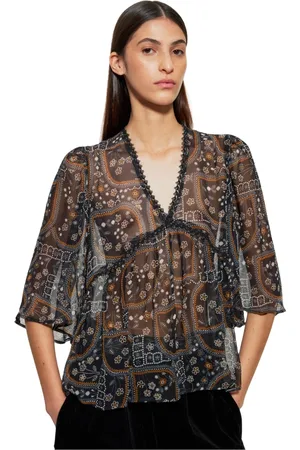 Antik Batik Bluser & Skjorter, Dame, Flerfarvet, S, Uld, Elie gennemsigtig top