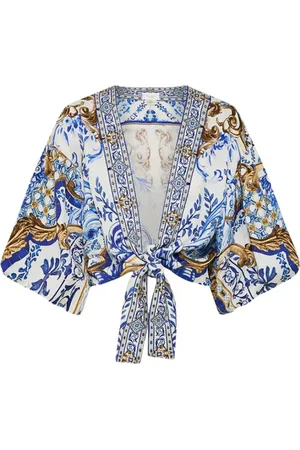 Camilla Bluser & Skjorter, Dame, Blå, M/L, Rayon, Blå Eventyr Puff Ærme Top