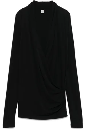 Totême Top, Dame, Sort, S, Uld, Stilfuld Jersey Top