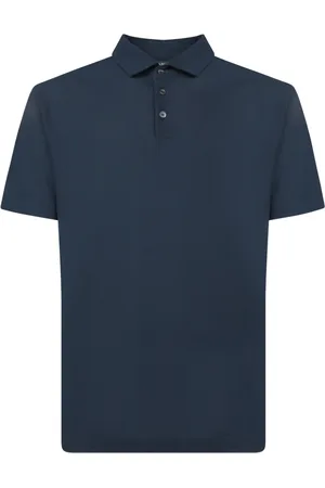 ZANONE Top, Herre, Blå, 2XL, Bomuld, Blå Crepe Polo Skjorte Klassisk Design