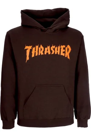 Thrasher Sweathshirts & Hoodies, Herre, Brun, L, Bomuld, Mørk Chokolade Hoodie med Tilpasset Logo