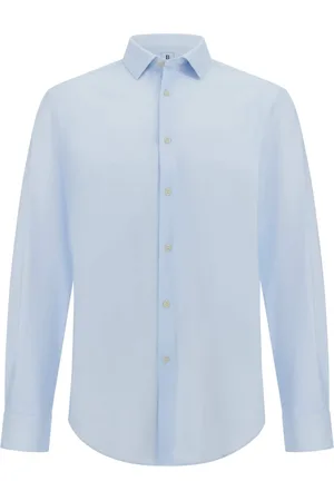 Boggi Milano Skjorte, Herre, Blå, 2XL, Nylon, Slim Fit Stretch Nylon Skjorte