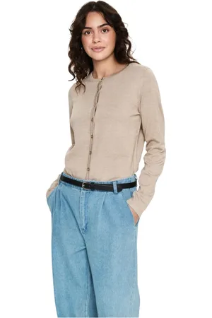 Saint Tropez Strik, Dame, , XL, R-Neck Cardigan Strik Plaza Taupe Melange
