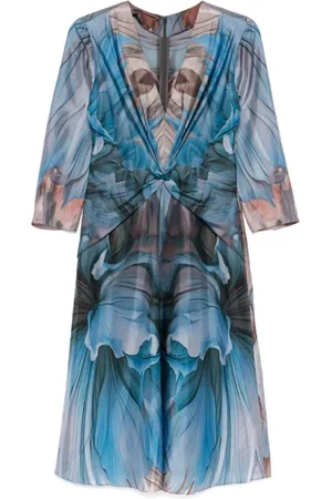 Alberta Ferretti Kjole, Dame, Flerfarvet, XS, Elegante Midi Kjoler til Kvinder