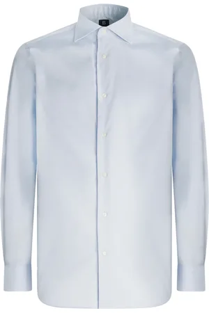 Boggi Milano Skjorte, Herre, Blå, 2XL, Bomuld, Skjorte i Stretch P.Point Windsor-krave, Regular Fit