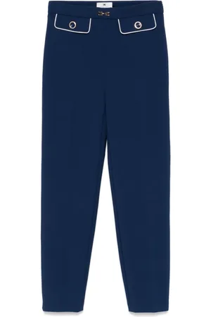 Elisabetta Franchi Bukser, Dame, Blå, XL, Polyester, Blå og hvide bukser