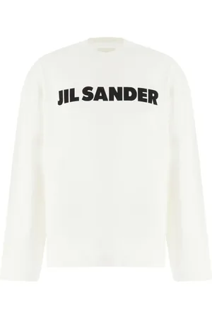 Jil Sander Top, Herre, Hvid, XL, Bomuld, Logo Langærmet T-shirt