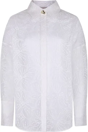 GENNY Bluser & Skjorter, Dame, Hvid, S, Bomuld, Hvid Orkide Broderi Skjorte