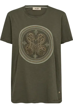 Mos Mosh Top, Dame, Grøn, M, Bomuld, Havskildpadde Broderi Tee Top