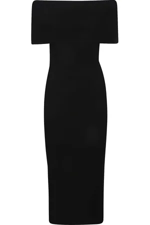 Michael Kors Kjole, Dame, Sort, M, Elegant Midi Kjole med Fold Over