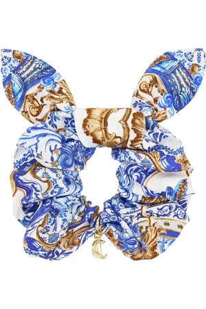 Camilla Tilbehør, Dame, Blå, ONE SIZE, Luksus Silke Scrunchie med Vedhæng