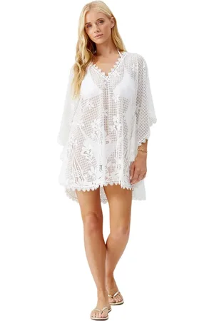 Melissa Odabash Badetøj, Dame, Hvid, ONE SIZE, Bomuld, Hvid Blonde Kaftan Kjole Cover Up